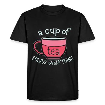 Buveur de thé Amateur de thé Cadeau Thé - T-shirt Premium bio Homme - noir - Devant - Nico (187cm)