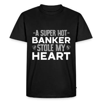 Banquier Banque Argent Banquier - T-shirt Premium bio Homme - noir - Devant - Nico (187cm)