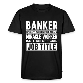 Banquier Banque Argent Banquier - T-shirt Premium bio Homme - noir - Devant - Nico (187cm)