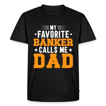 Banquier Banque Argent Banquier - T-shirt Premium bio Homme - noir - Devant - Nico (187cm)