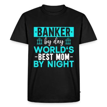 Banquier Banque Argent Banquier - T-shirt Premium bio Homme - noir - Devant - Nico (187cm)