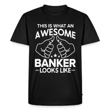 Banquier Banque Argent Banquier - T-shirt Premium bio Homme - noir - Devant - Nico (187cm)