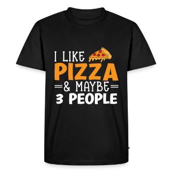 Pizza Food Pizzeria Tranche de pizza Pizza maker - T-shirt Premium bio Homme - noir - Devant - Nico (187cm)