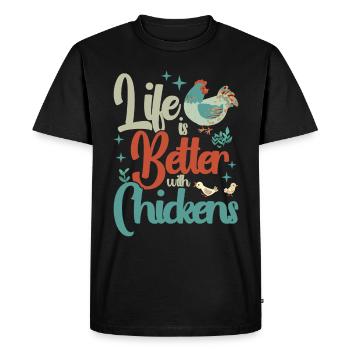 Poulet Coq Poulet Agriculteur Poule Volaille Coq - T-shirt Premium bio Homme - noir - Devant - Nico (187cm)