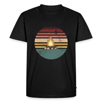 Feu de camp Camping Rétro - T-shirt Premium bio Homme - noir - Devant - Nico (187cm)