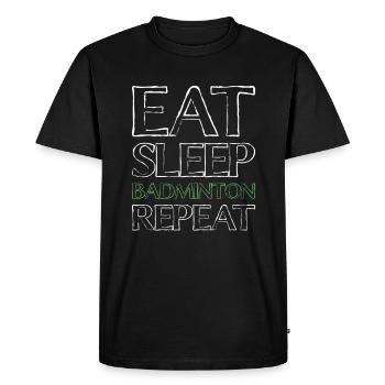 Manger du badminton du sommeil - T-shirt Premium bio Homme - noir - Devant - Nico (187cm)