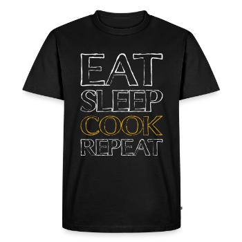 Manger dormir cuisiner - T-shirt Premium bio Homme - noir - Devant - Nico (187cm)