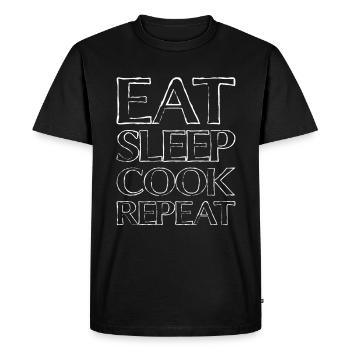 Manger dormir cuisiner - T-shirt Premium bio Homme - noir - Devant - Nico (187cm)
