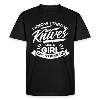 Couteau à lancer disque cadeau lanceur de couteau - T-shirt Premium bio Homme - noir - Devant - Nico (187cm)