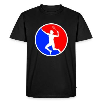 Badminton Logo - Men's Premium Organic T-Shirt - black - Front - Nico (187cm)