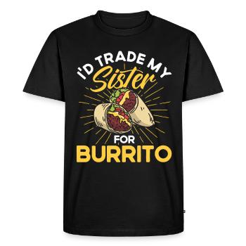 Burrito Taco Mexico Food Fan Burrito Eating - Men's Premium Organic T-Shirt - black - Front - Nico (187cm)