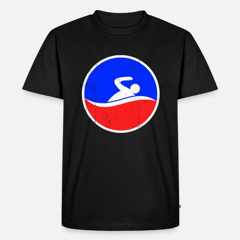 Schwimmen Logo - Männer Premium Bio T-Shirt - Schwarz