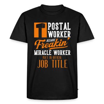 Facteur Facteur Livreur de colis Emploi Facteur - T-shirt Premium bio Homme - noir - Devant - Nico (187cm)