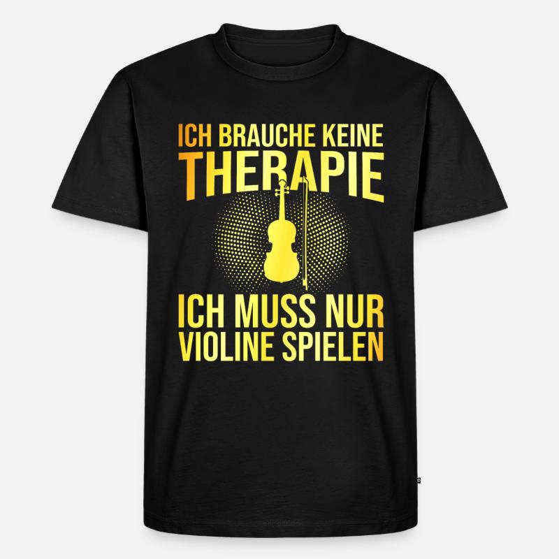 Violine Therapie Spruch - Männer Premium Bio T-Shirt - Schwarz