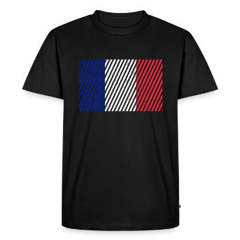 Français drapeau - T-shirt Premium bio Homme - noir - Devant - Nico (187cm)