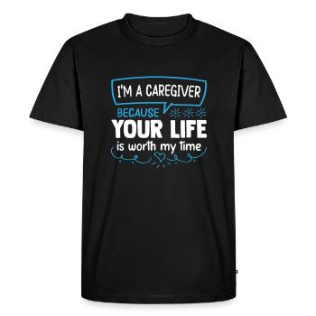 Soignant Infirmier soignant - T-shirt Premium bio Homme - noir - Devant - Nico (187cm)