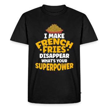 Français frites Restauration rapide Français frites - T-shirt Premium bio Homme - noir - Devant - Nico (187cm)