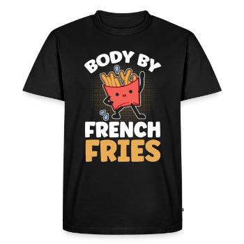 Français frites Restauration rapide Français frites - T-shirt Premium bio Homme - noir - Devant - Nico (187cm)