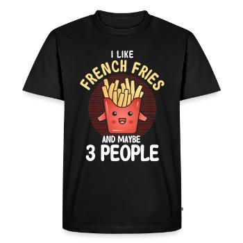 Français frites Restauration rapide Français frites - T-shirt Premium bio Homme - noir - Devant - Nico (187cm)