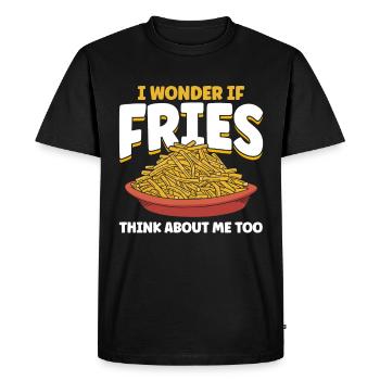 Français frites Restauration rapide Français frites - T-shirt Premium bio Homme - noir - Devant - Nico (187cm)