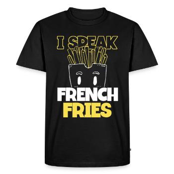 Français frites Restauration rapide Français frites - T-shirt Premium bio Homme - noir - Devant - Nico (187cm)