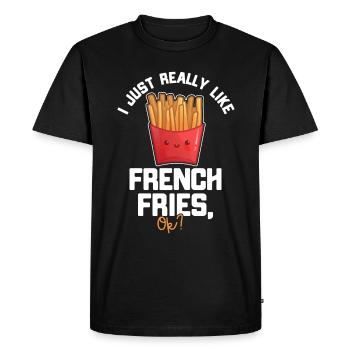 Français frites Restauration rapide Français frites - T-shirt Premium bio Homme - noir - Devant - Nico (187cm)