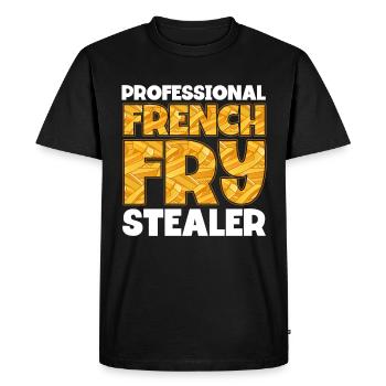 Français frites Restauration rapide Français frites - T-shirt Premium bio Homme - noir - Devant - Nico (187cm)