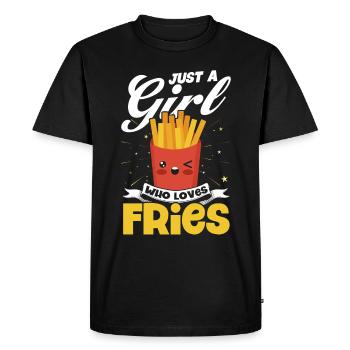 Français frites Restauration rapide Français frites - T-shirt Premium bio Homme - noir - Devant - Nico (187cm)