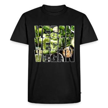 Végétalien - T-shirt Premium bio Homme - noir - Devant - Nico (187cm)