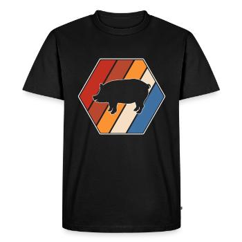 Cochon Rétro - T-shirt Premium bio Homme - noir - Devant - Nico (187cm)