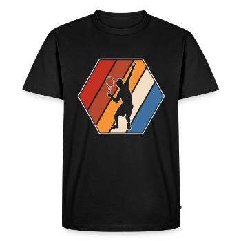 Tennis Rétro - T-shirt Premium bio Homme - noir - Devant - Nico (187cm)