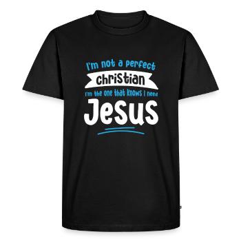 Foi Chrétien Jésus-Christ Bible Religion Dieu - T-shirt Premium bio Homme - noir - Devant - Nico (187cm)