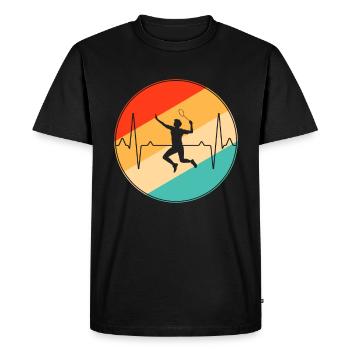 Badminton rétro heartbeat - T-shirt Premium bio Homme - noir - Devant - Nico (187cm)