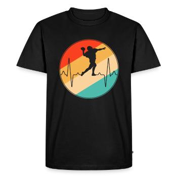 Rugby Retro Heartbeat - Men's Premium Organic T-Shirt - black - Front - Nico (187cm)