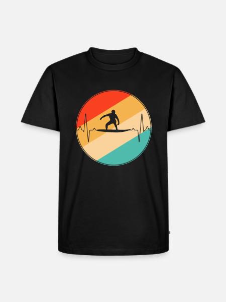 Surfing Retro Heartbeat - Men's Premium Organic T-Shirt - black