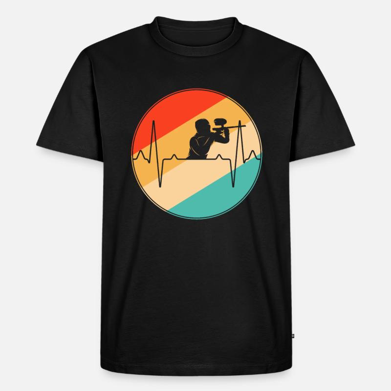 Paintball Retro Herzschlag - Männer Premium Bio T-Shirt - Schwarz