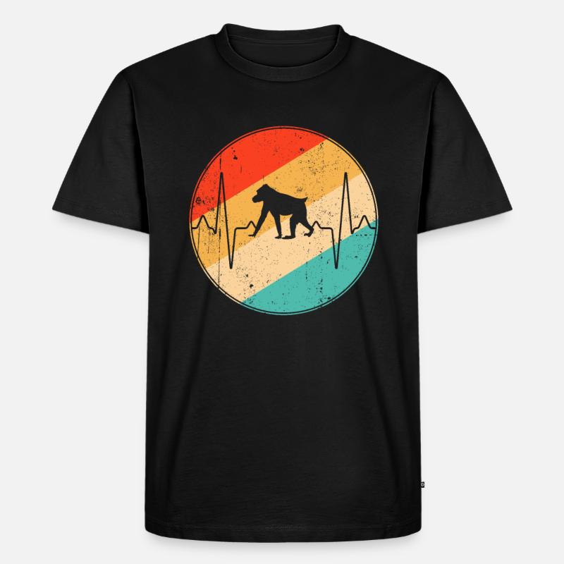 Affe Retro Herzschlag - Männer Premium Bio T-Shirt - Schwarz