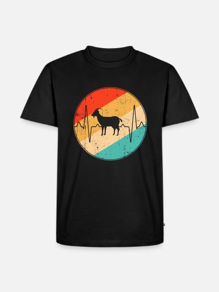 Ziege Retro Herzschlag - Männer Premium Bio T-Shirt - Schwarz