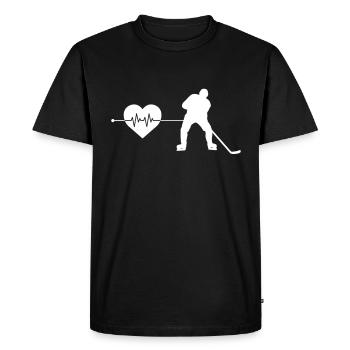 Battement de cœur de hockey sur glace - T-shirt Premium bio Homme - noir - Devant - Nico (187cm)