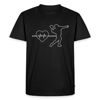 Football Rugby Heartbeat - Men's Premium Organic T-Shirt - black - Front - Nico (187cm)