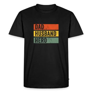 Papa Husband Hero - Men's Premium Organic T-Shirt - black - Front - Nico (187cm)