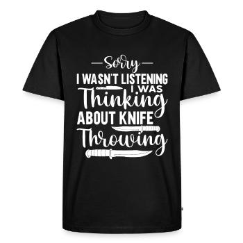 Lanceur de couteaux Disque Lanceur de couteau cadeau - T-shirt Premium bio Homme - noir - Devant - Nico (187cm)