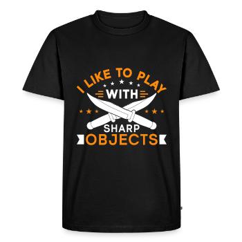 Lanceur de couteaux Disque Lanceur de couteau cadeau - T-shirt Premium bio Homme - noir - Devant - Nico (187cm)