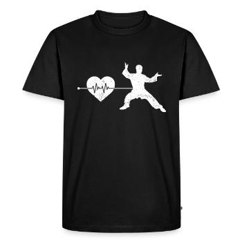 Battement de cœur d’arts martiaux - T-shirt Premium bio Homme - noir - Devant - Nico (187cm)