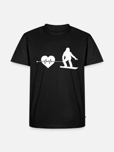 Snowboarding heartbeat - Men's Premium Organic T-Shirt - black