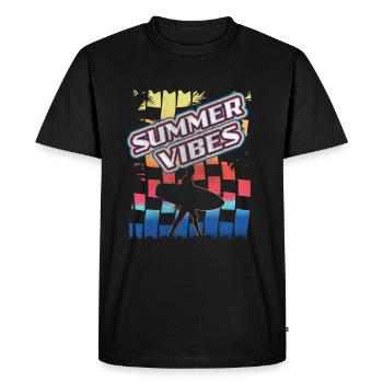 Ambiance estivale Plage d’été ensoleillée - T-shirt Premium bio Homme - noir - Devant - Nico (187cm)