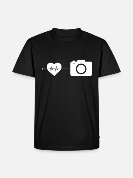 Camera Photography Heartbeat - Men's Premium Organic T-Shirt - black