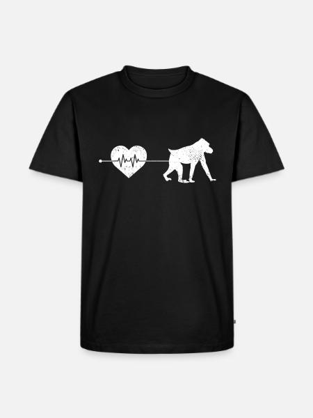 Affe Herzschlag - Männer Premium Bio T-Shirt - Schwarz