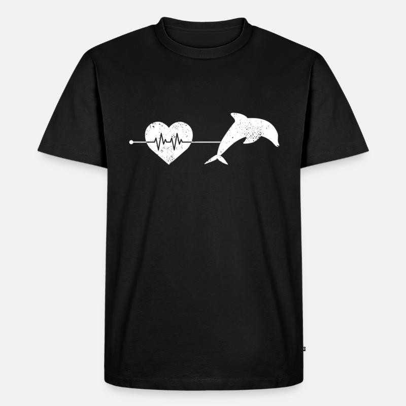 Delfin Herzschlag - Männer Premium Bio T-Shirt - Schwarz