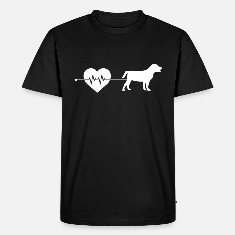 Hund Herzschlag - Männer Premium Bio T-Shirt - Schwarz
